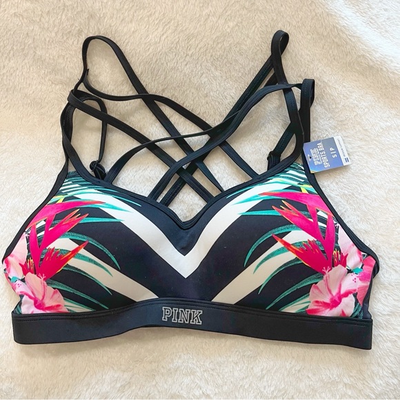 Victoria's Secret Other - NWT PINK Sports Bra Multicolor Tropical Size Small